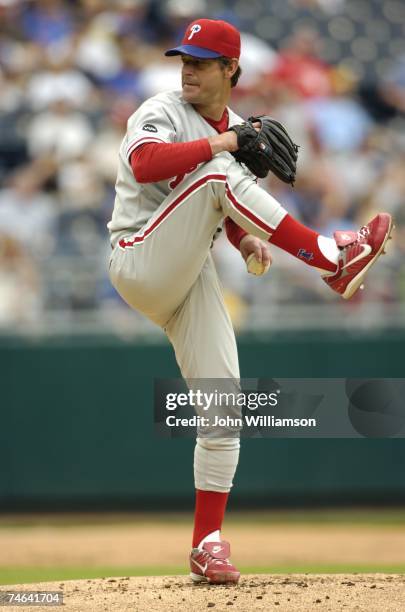 Jamie Moyer of the Philadelphia Phillies pitches during the game against the Kansas City Royals at Kauffman Stadium in Kansas City, Missouri on June...