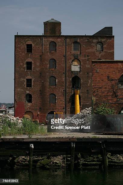 Historic waterfront warehouse stands in disrepair June 15, 2007 in the Red Hook section of Brooklyn, New York. The National Trust for Historic...