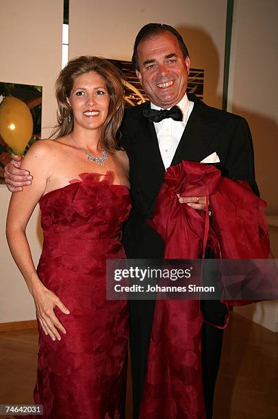 Albrecht von Hohenzollern and his wife Nathalie arrive for the Mentor charity event 'Royal Dinner At a Royal Table' for the German Mentor Foundation...