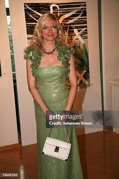 German actress Michaela Merten arrives for the Mentor charity event 'Royal Dinner At a Royal Table' for the German Mentor Foundation at Mainau Castle...