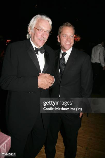 Donald Sutherland and Kiefer Sutherland at the 58th Annual Primetime Emmy Awards - Governors Ball at The Shrine Auditorium in Los Angeles, California.