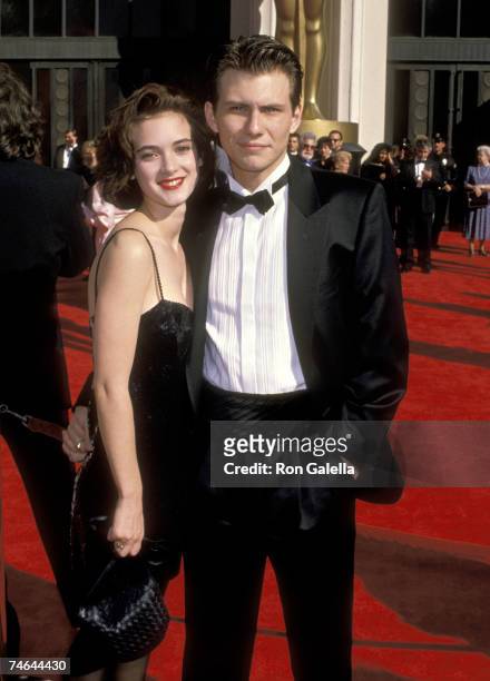 Winona Ryder and Christian Slater at the Shrine Auditorium in Los Angeles, California
