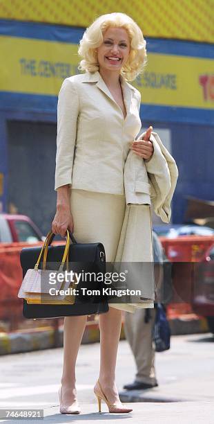 Angelina Jolie on location in Times Square NYC filming ' Life or Something Like it ' on 7/1/01 . At the Times Square in New York, New York