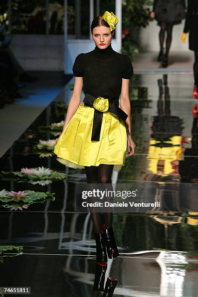 Model wearing Blugirl Fall/Winter 2007 at the Velodromo Vigorelli in Milano, Italy.