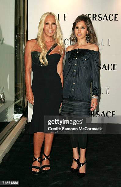 Donatella Versace and Allegra Beck at the Versace Store in London, United Kingdom.