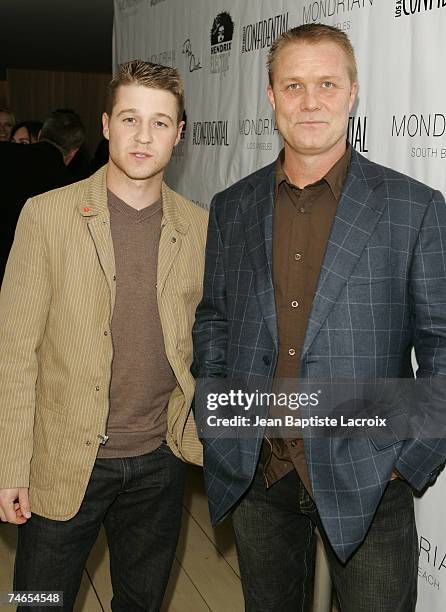 Benjamin McKenzie and Craig Dieffenbach, CEO of Hendrix Electric Vodka at the Skybar at Mondrian Hotel in West Hollywood, California