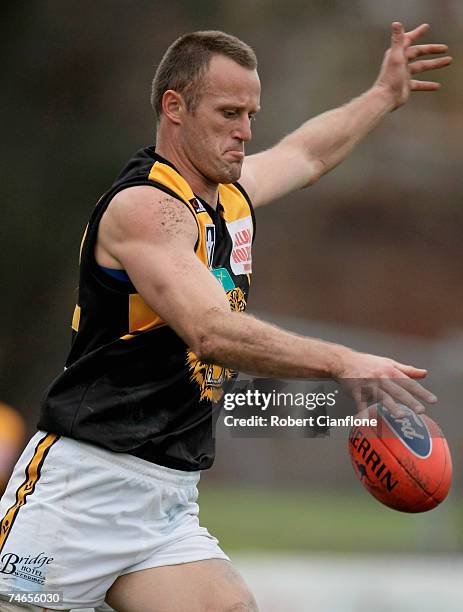 Chris Grant of Werribee in action during the round ten VFL match between Port Melbourne and the Werribee Tigers at Teac Oval June 16, 2007 in...