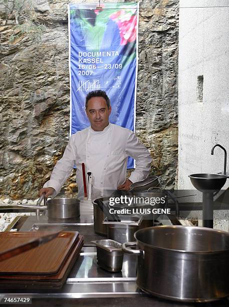 Spanish Chef Ferran Adria poses in the kitchen of El Bulli restaurant, 16 June 2007, at Roses, in northern Spain. Adria is the first chef to be...