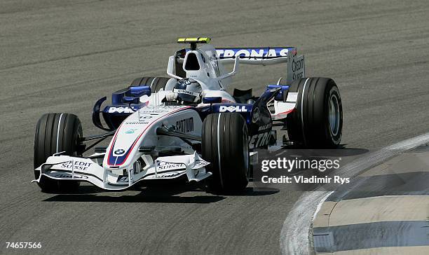 Sebastian Vettel of Germany and BMW Sauber in action during practice for the F1 Grand Prix of USA at the Indianapolis Motor Speedway on June 15, 2007...