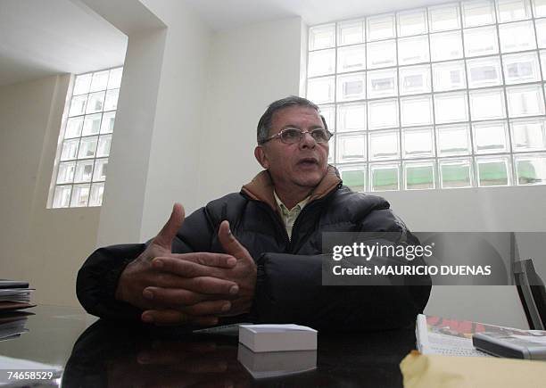 Revolutionary Armed Forces of Colombia rebel Rodrigo Granda, known as the armed movement's "foreign minister", speaks with journalists during a press...