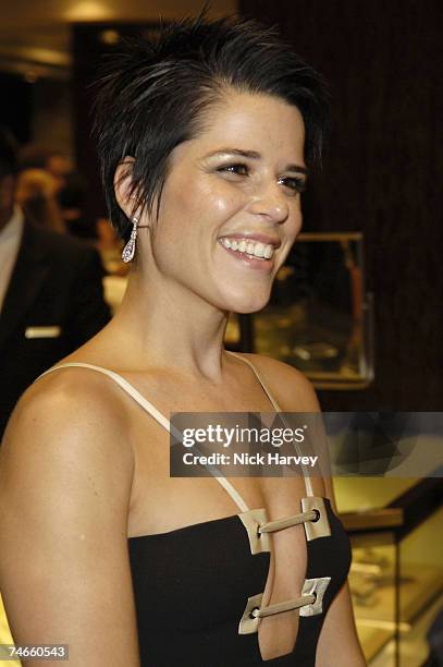 Neve Campbell at the Tiffany & Co, Old Bond Street in London, United Kingdom.