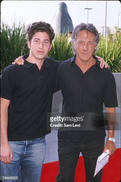 Jake Hoffman and Dustin Hoffman at the Staples Center in Los Angeles, California