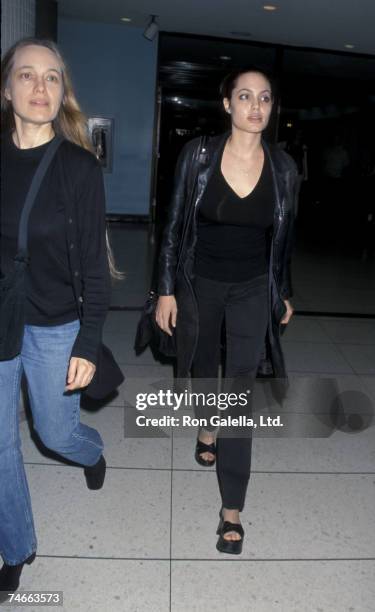 Marcheline Bertrand with daughter Angelina Jolie in Los Angeles, California
