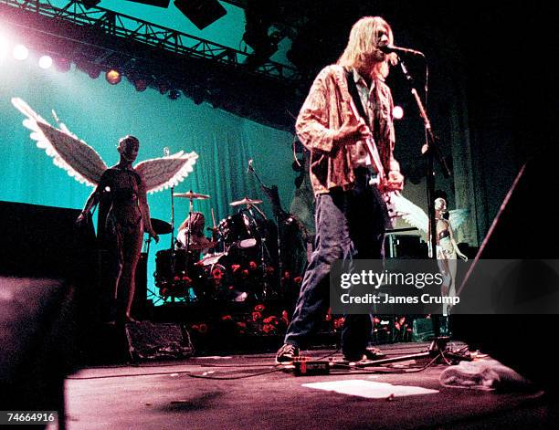 Kurt Cobain of Nirvana at the Aragon Ballroom in Chicago, Illinois