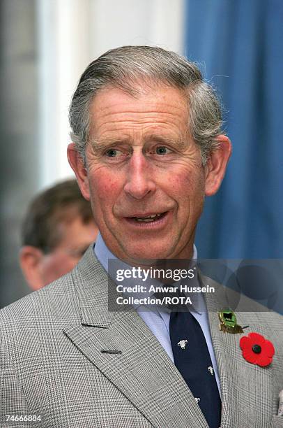 Prince Charles, Prince of Wales smiles as he visits the Jubilee Institute at Rothbury on November 09, 2006 during Prince Charles and Duchess of...