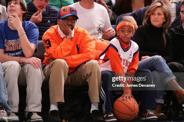 Spike Lee and son at the Madison Square Garden in New York City, New York