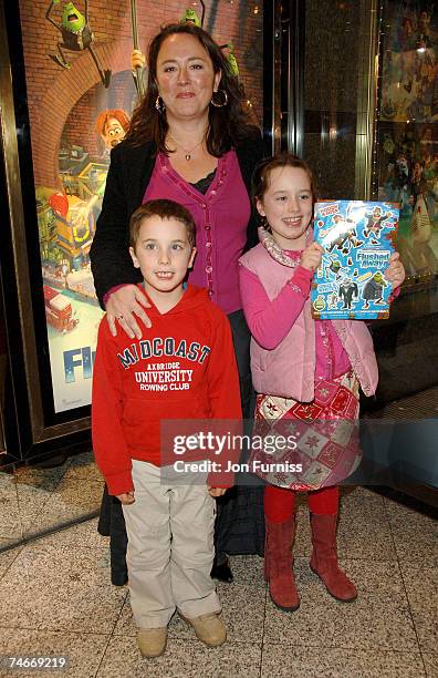 Arabella Weir and family at the Empire Leicester Square in London, United Kingdom.