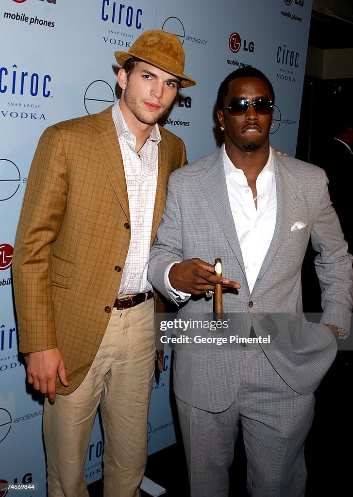 Ashton Kutcher and Sean "P. Diddy" Combs at the Dolce in West... News