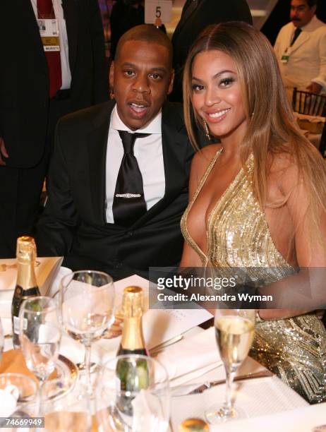 Jay-Z and Beyonce Knowles at the Beverly Hilton in Beverly Hills, California