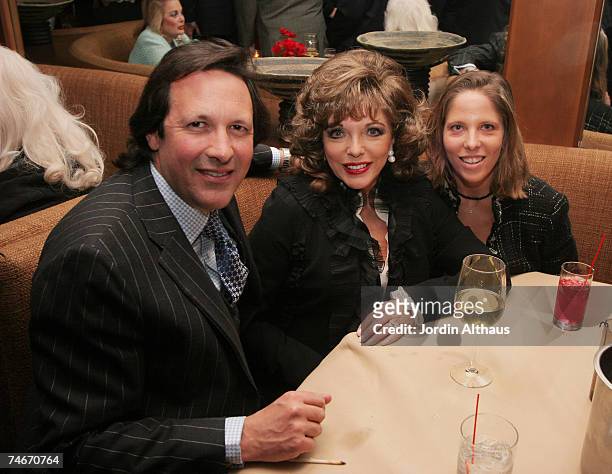 Joan Collins and daughter Katyana Kass and husband Percy Gibson at the Colors on Bedford in Beverly Hills, California