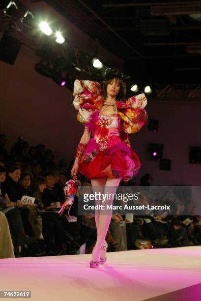 Milana Bogolepova wearing Christian Lacroix Spring/Summer 2007 at the Palais de Tokyo in Paris, France.