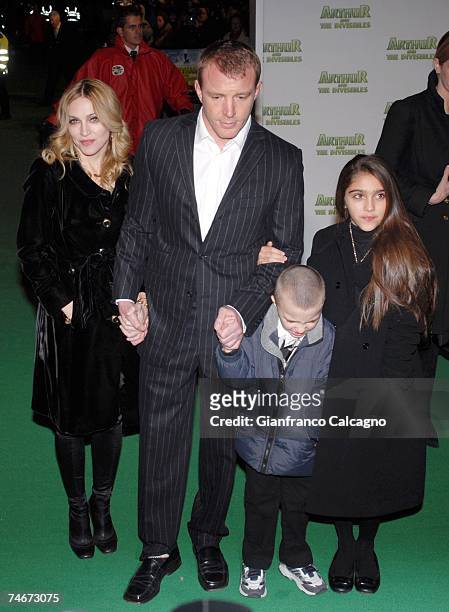 Madonna and Guy Ritchie with their children Rocco and Lourdes at the "Arthur And The Invisibles" - London Premiere - Green Carpet Arrivals at Vue...