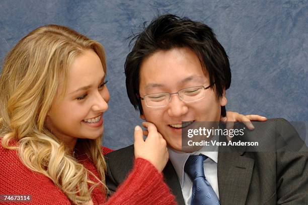 Hayden Panettiere and Masi Oka during "Heroes" Press Conference with Milo Ventimiglia, Hayden Panettiere, Greg Grunberg, Ali Larter, Masi Oka and...