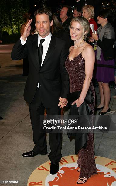 Greg Kinnear and Helen Labdon at the Mortons in West Hollywood, California