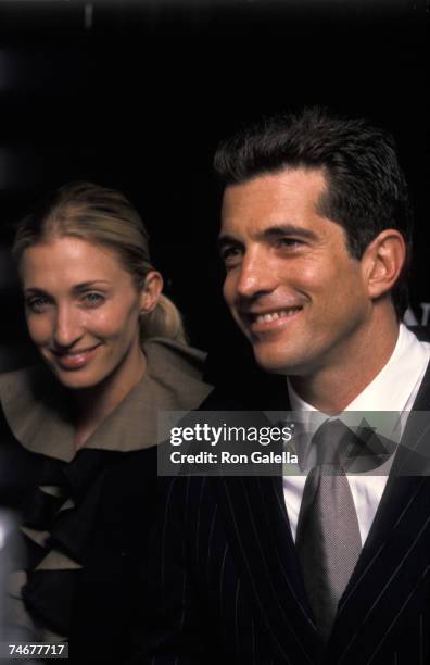 John F Kennedy Jr. & Carolyn Bessette at the Newmans Own George Awards, U.S. Customs House, New York City, NY, 5/19/99. At the Various Venues in...