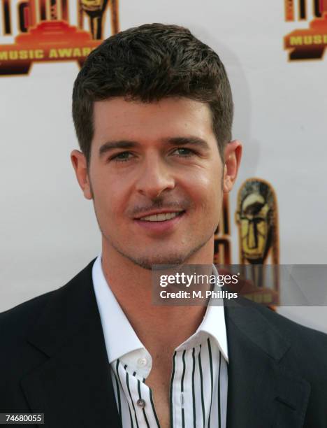 Robin Thicke, nominee Best R&B/Soul Album, Male for "The Evolution of Robin Thicke'" at the Pasadena Civic Center in Pasadena, California
