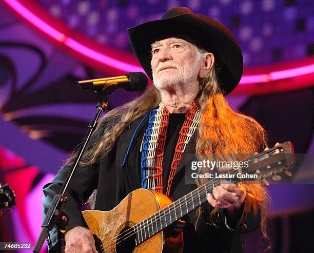 Willie Nelson performs "City of New Orleans/On the Road Again" at the Barker Hangar in Santa Monica, California