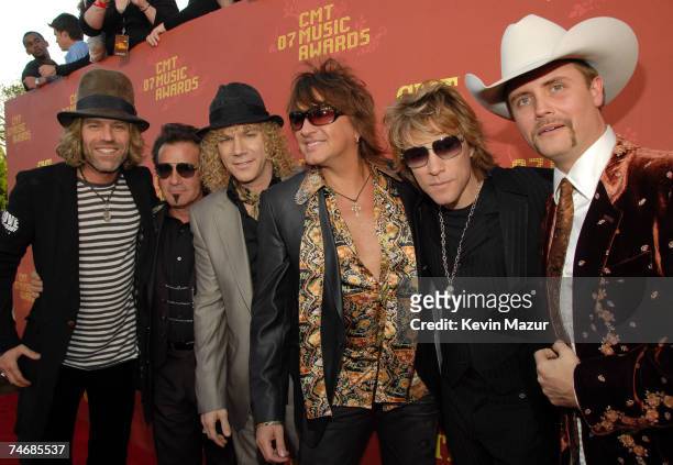 Big Kenny and John Rich of Big & Rich with Tico Torres, David Bryan, Richie Sambora and Jon Bon Jovi of Bon Jovi at the The Curb Event Center at...