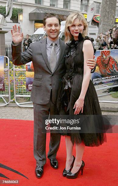 Tobey Maguire and Kirsten Dunst at the Odeon Leicester Square in London, United Kingdom.