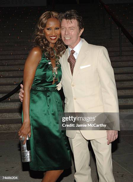 Iman and David Bowie at the State Supreme Court House in New York City, New York