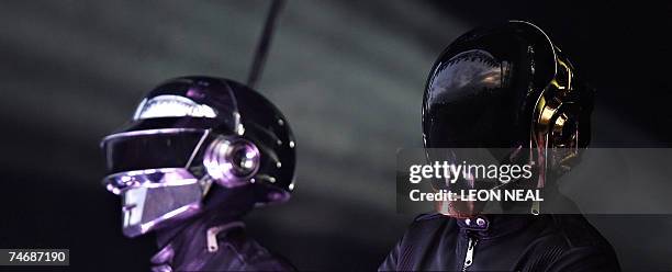 London, UNITED KINGDOM: French band Daft Punk, Thomas Bangalter and Guy-Manuel de Homem Christo, performs on the main stage at the O2 Wireless...