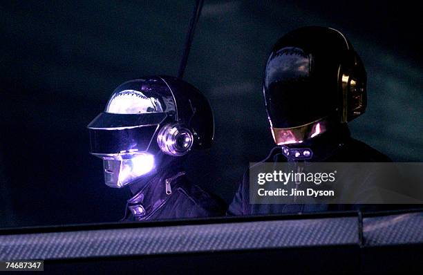 Daft Punk perform on the main stage during Day Three of the O2 Wireless Festival in Hyde Park on June 16, 2007 in London, England.