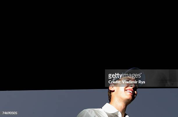 Sebastian Vettel of Germany and BMW Sauber looks on during the drivers parade prior to the F1 Grand Prix of USA at the Indianapolis Motor Speedway on...