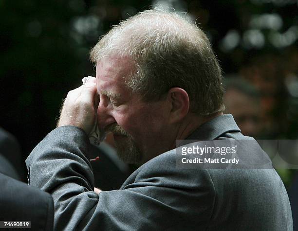 Falklands veteran wipes a tear away as he waits in St James Park, June 17, 2007 in London.Today marks the final day of commemorations taking place in...