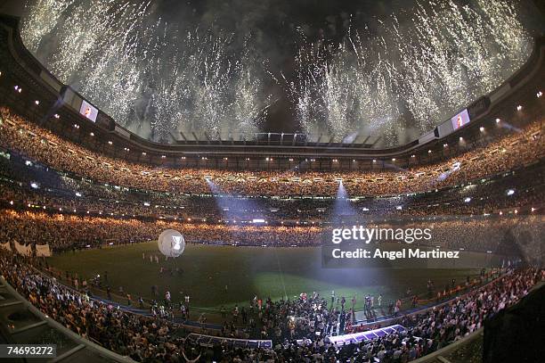 General view of the Santiago Bernabeu stadium after the La Liga match between Real Madrid and Mallorca at the Santiago Bernabeu stadium on June 17,...