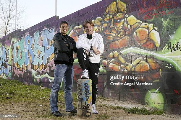Cicinho and Antonio Cassano of Real Madrid pose for a portrait on February 1, 2006 in Madrid, Spain