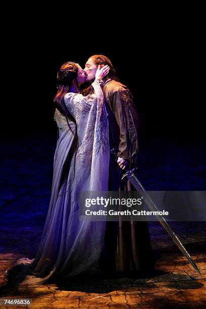 Rosalie Craig and Jerome Pradon from Lord Of The Rings the musical perform on stage at the Theatre Royal on June 18, 2007 in London, England.
