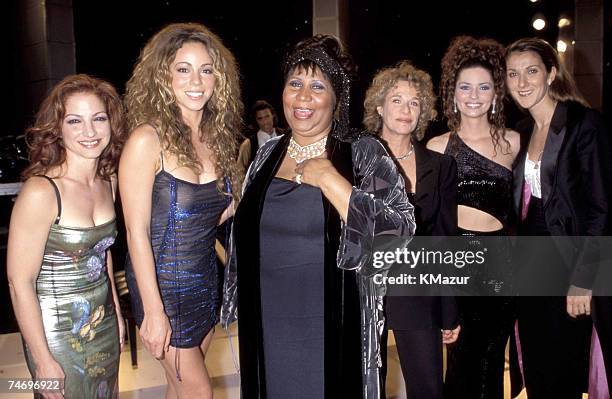 Gloria Estefan, Mariah Carey, Aretha Franklin, Carole King, Shania Twain and Celine Dion at the Beacon Theatre in New York City, New York