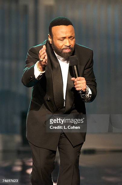 Andrae Crouch performs during a taping of BET's 2nd Annual Celebration of Gospel on January 26, 2002 at the Wiltern Theater in Los Angeles. The show...
