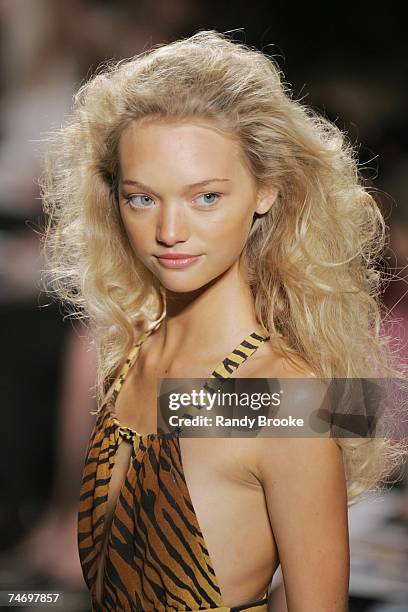 Gemma Ward wearing Michael Kors Spring 2005 at the Theater Tent, Bryant Park in New York City, New York