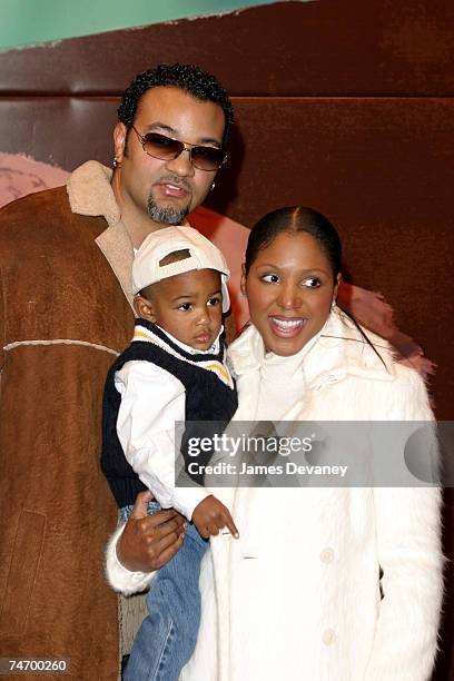 Toni Braxton, husband Keri Lewis and son at the New Amsterdam Theatre in New York City, New York