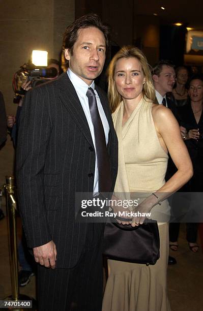 David Duchovny and Tea Leoni at the The Beverly Hilton in Beverly Hills, California