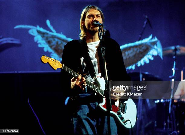Kurt Cobain of Nirvana performing in New York City, New York