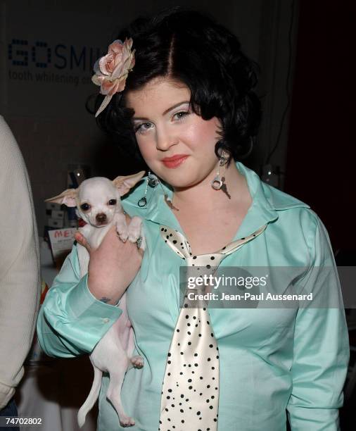 Kelly Osbourne and her dog Boris at the Ivar Soho Project in Hollywood, California