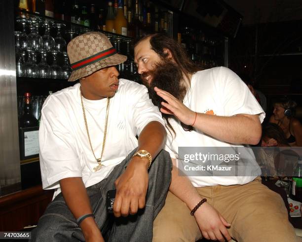 Jay-Z & Rick Rubin during Def Jam Party - Lyor Cohen and Russell Simmons Reunite with Def Jam's Original Co-Founder, Rick Rubin at the B Bar in New...