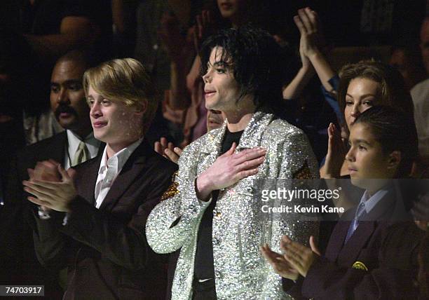 Michael Jackson and Macaulay Culkin at the Madison Square Garden in New York City, New York